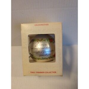 Hallmark Glass Ornament Grandmother Tree Trimmer Christmas 1980 Vintage